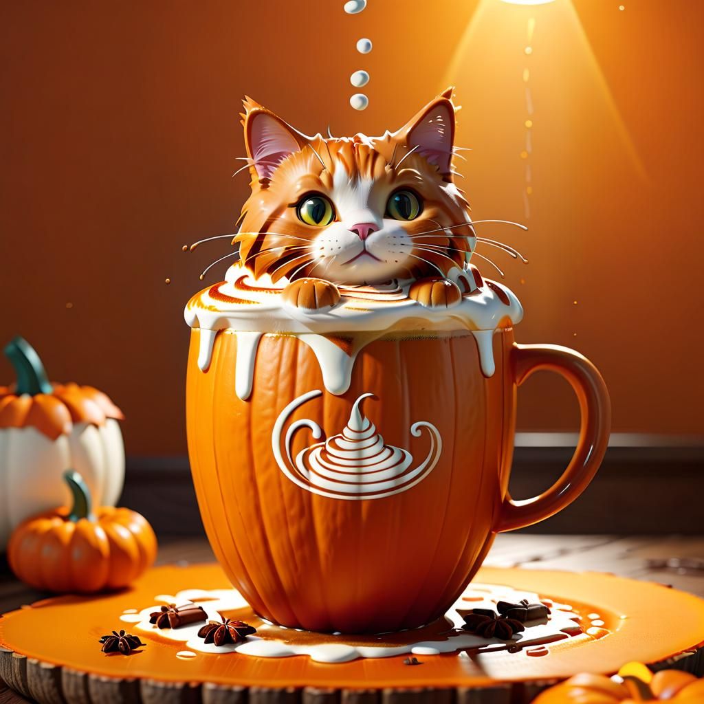 Cat in a Pumpkin spice latte 4