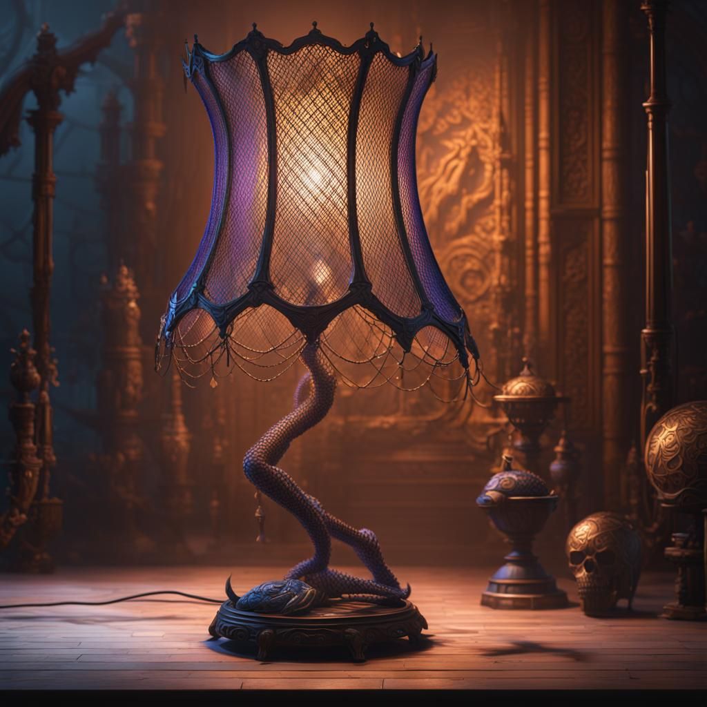 Surreal Fishnet Leg Lamp: Detailed Matte Painting