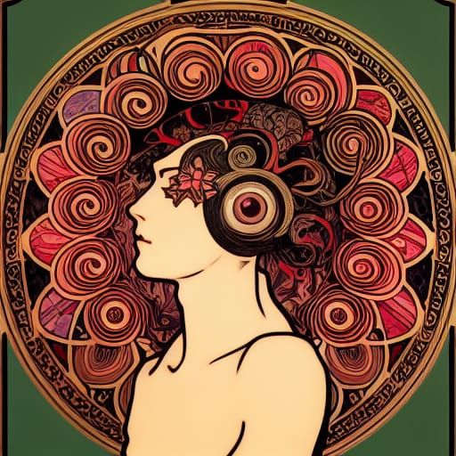 Intricate Crimson Portrait with Surreal Details