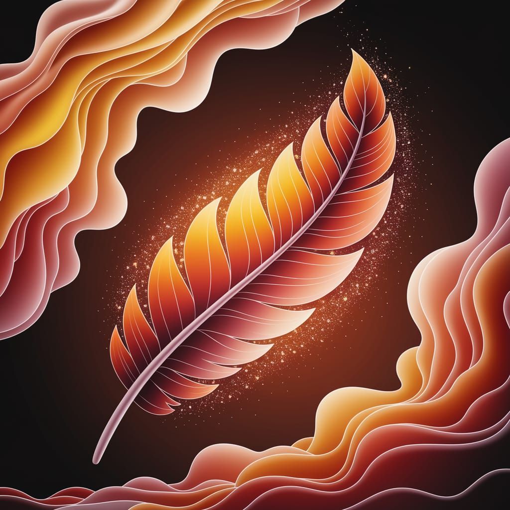 3D Render of Spiraling Feather in Cosmic Aurora