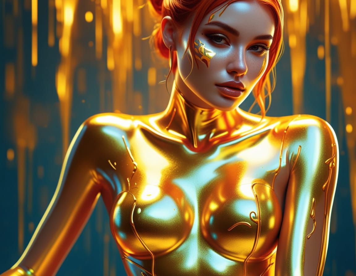 Vibrant Body Painted Woman in Golden Light