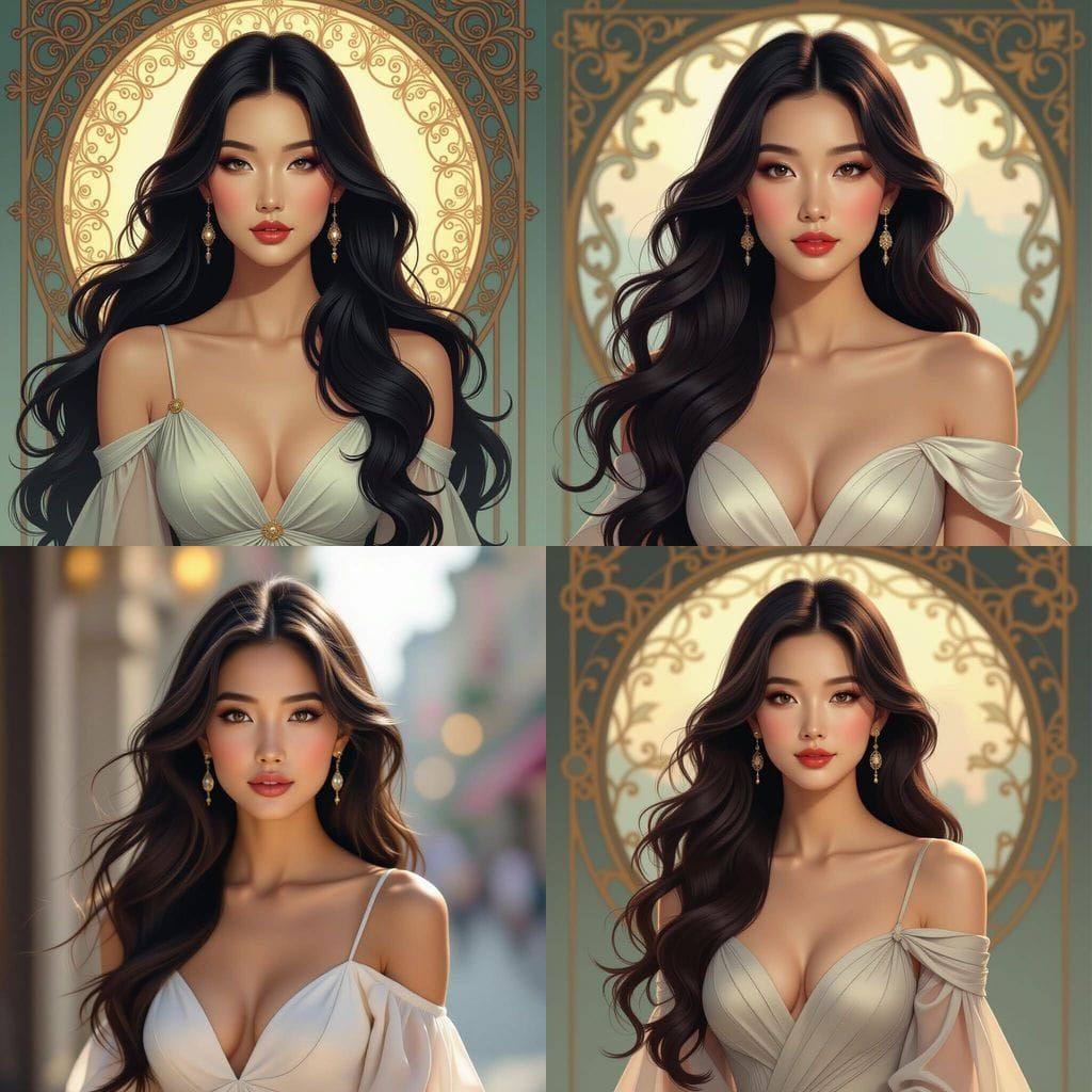 Elegant Woman with Flowing Hair: Ultra-Realistic Digital Art