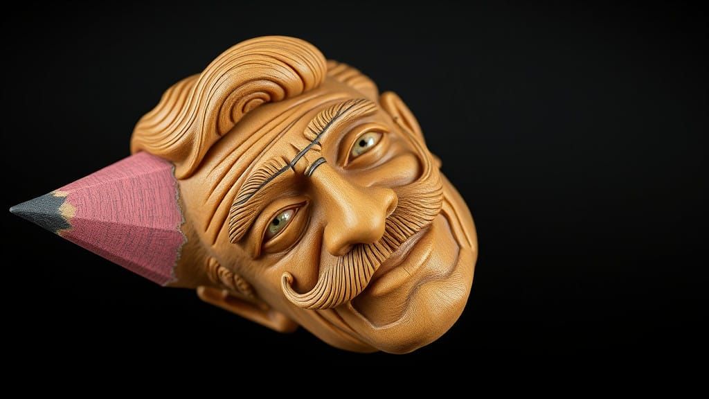 Charismatic Wooden Burt Reynolds Sculpture on Weathered Ceda...