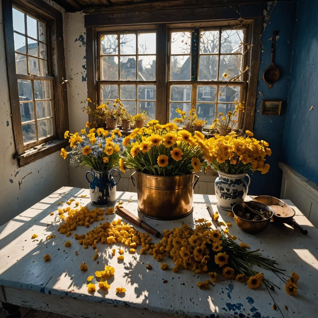 Floral Still Life in Hyperrealist Style