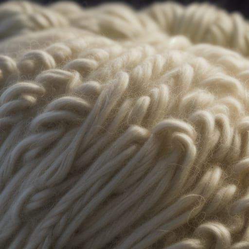 Macro zoomed in Southdown Lambswool, abstract impressionism, spotlight