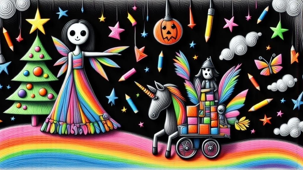 Child-Like Skeleton Decorates Halloween Christmas Tree