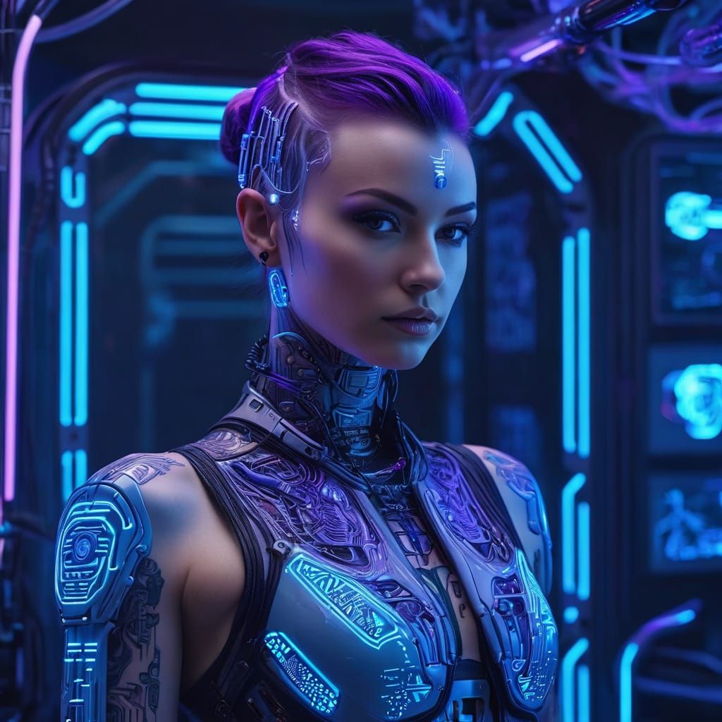 Cyberpunk Goddess of the Digital Age