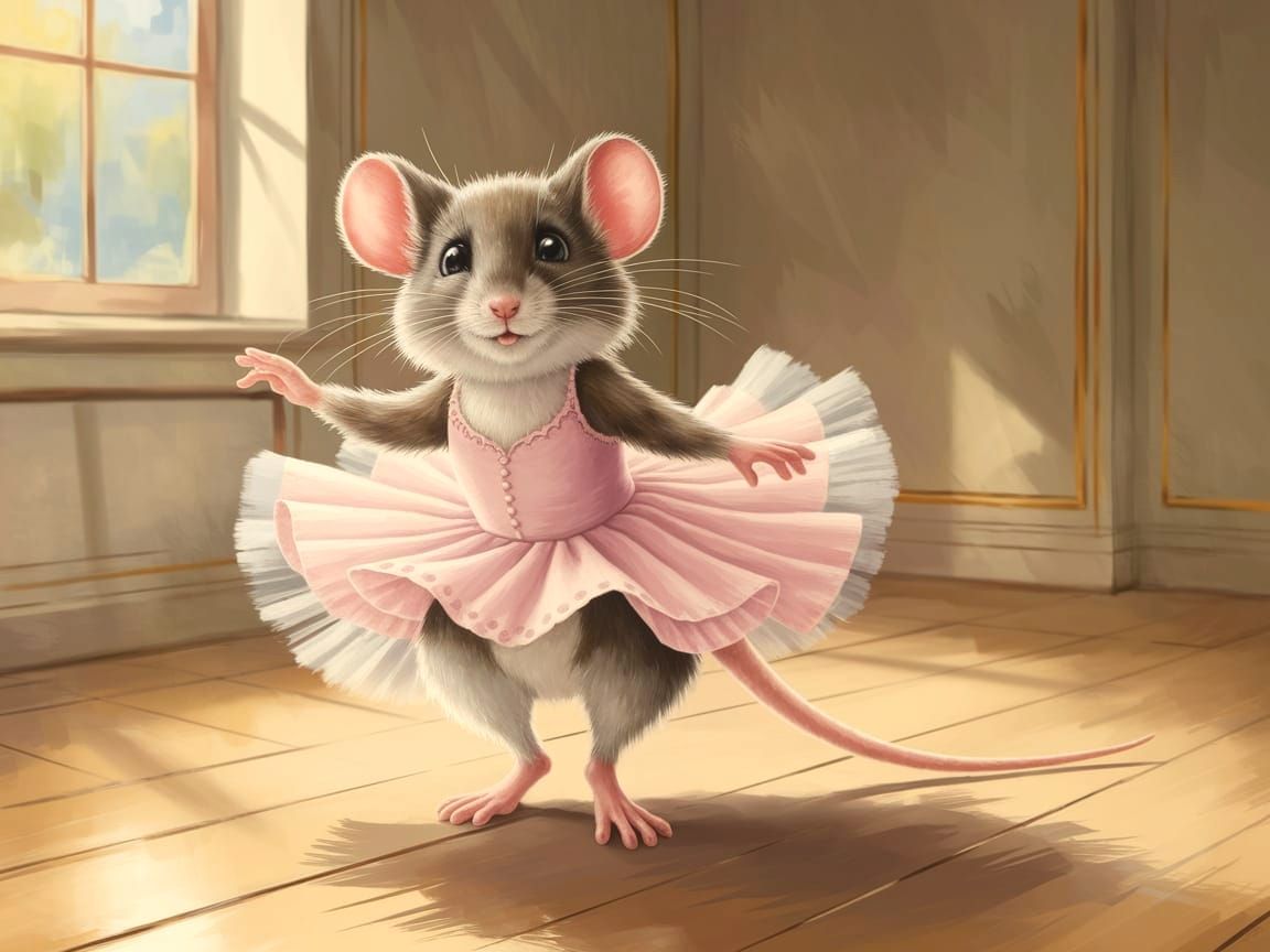 Whimsical Watercolor Ballet Mouse