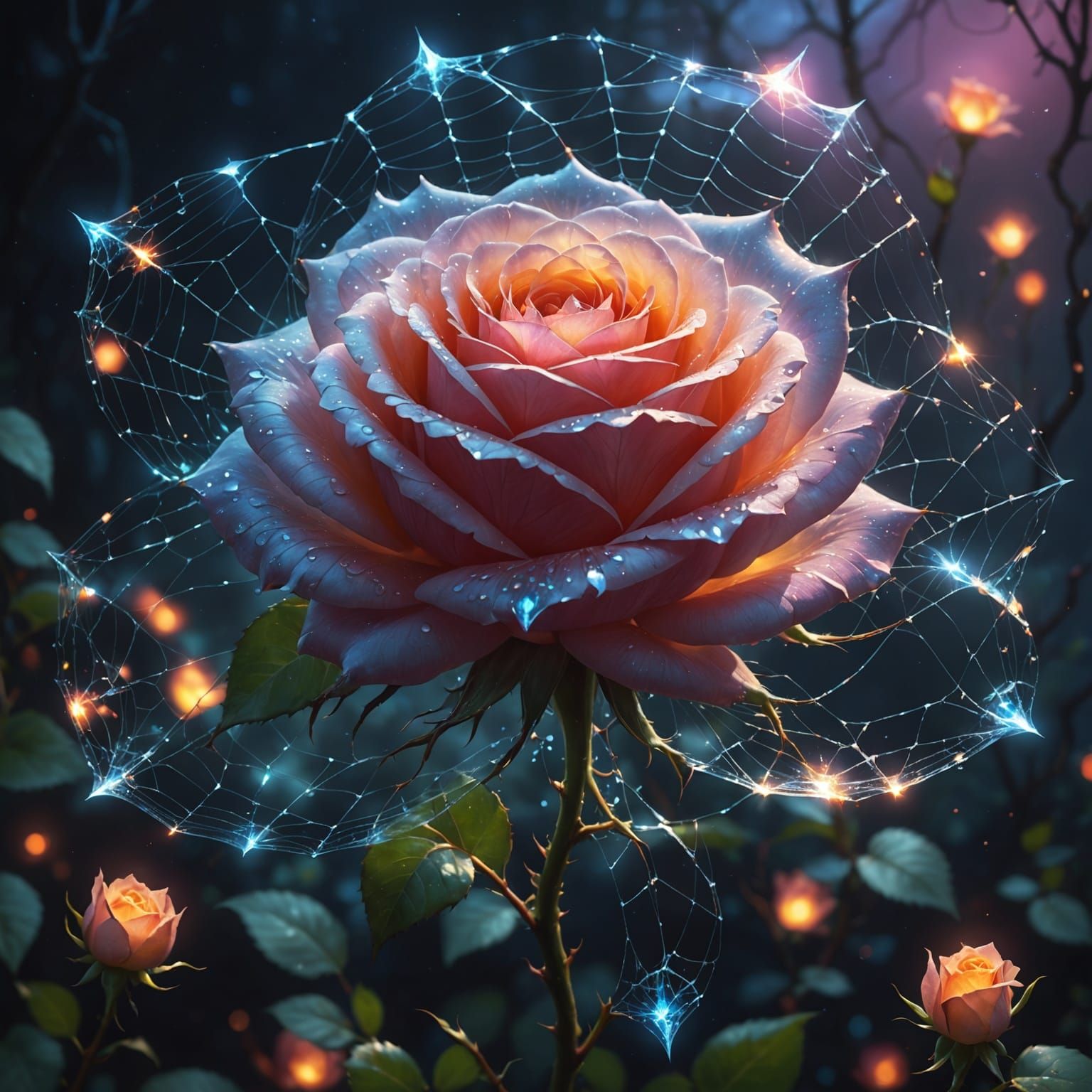 Ethereal Light Rose Woven by Celestial Spider