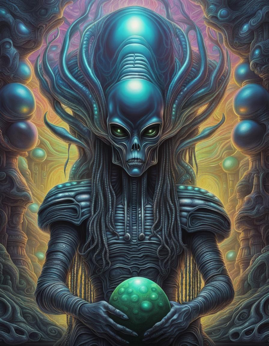 Alien Queen Guards Eggs in Holographic Spaceship