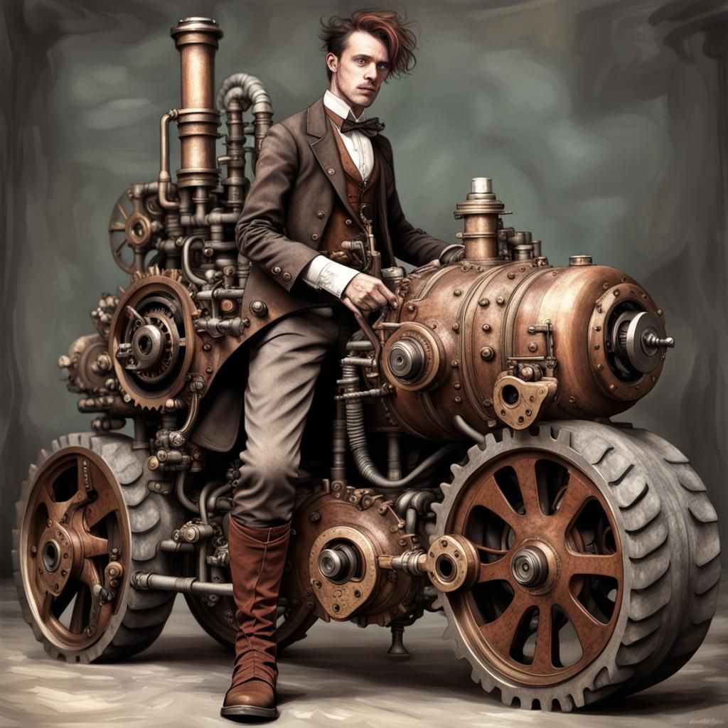 Steampunk Engine in Blurry Motion
