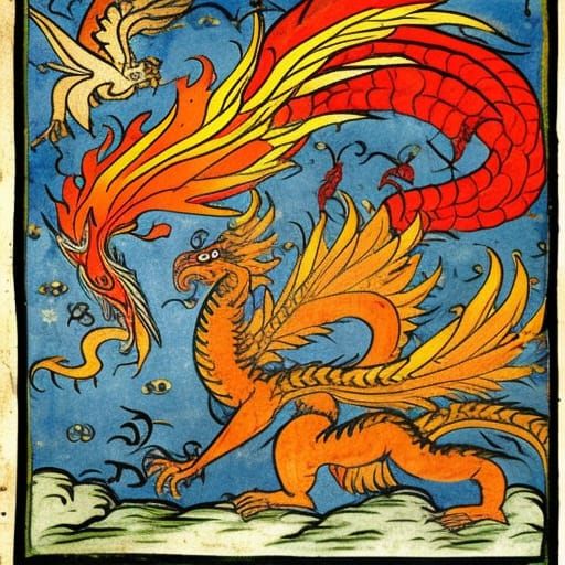 Fiery Medieval Bestiary of Mythical Beasts