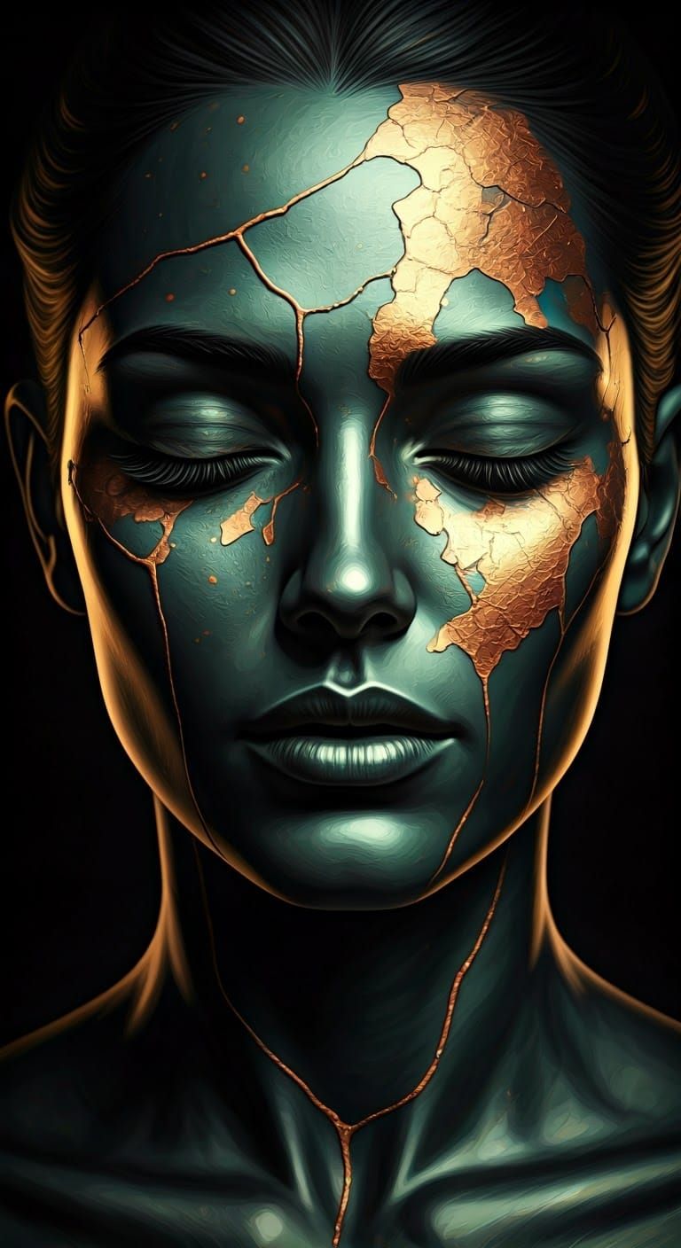 Stylized Woman's Face in Earthy Tones