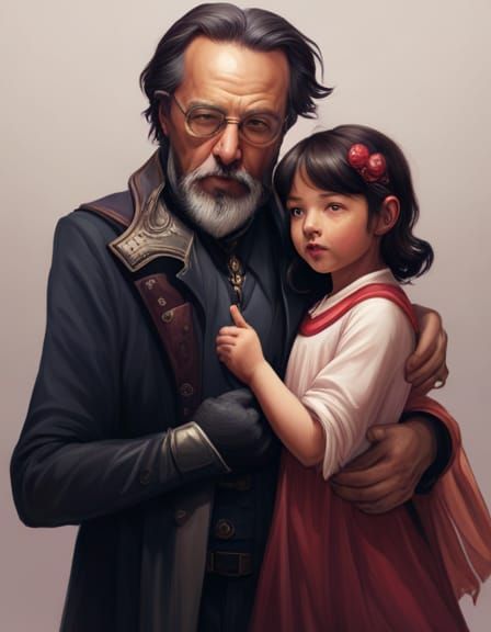 Father and Daughter Portrait in Photorealistic Style