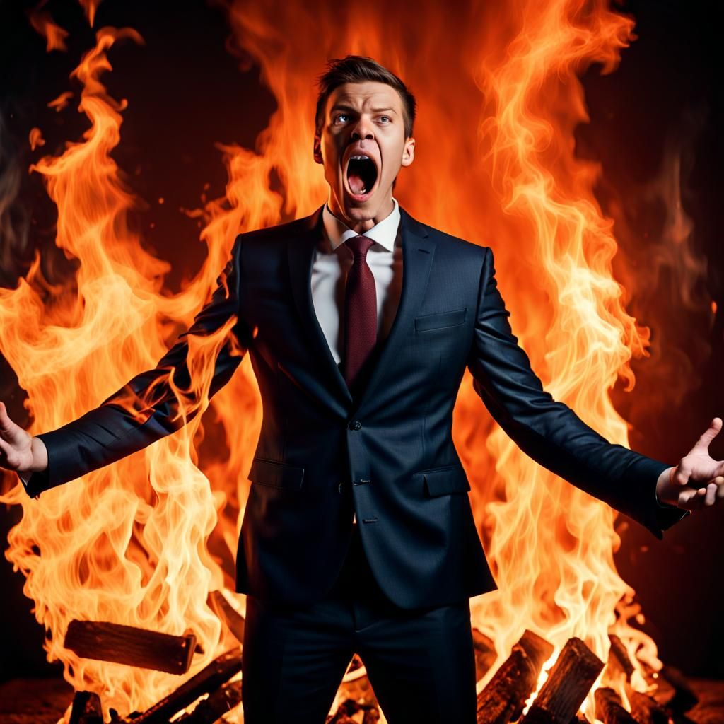 Fiery Speech: Man Addresses Angry Crowd