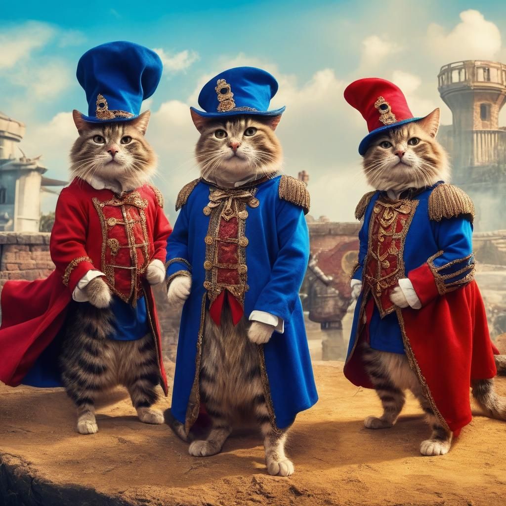Fantasy Cats as Three Musketeers