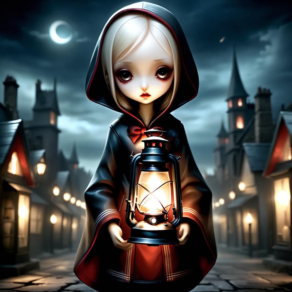 Fantasy Village Aglow with Jewel Lantern Light