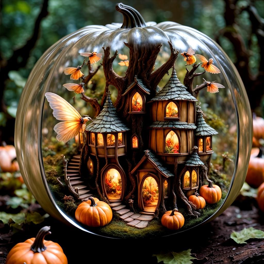 Enchanted Fairytale Forest Inside Glass Pumpkin