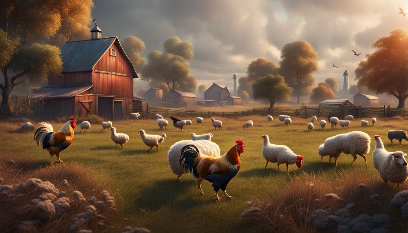 Futuristic Farm in 2050: Detailed Matte Painting