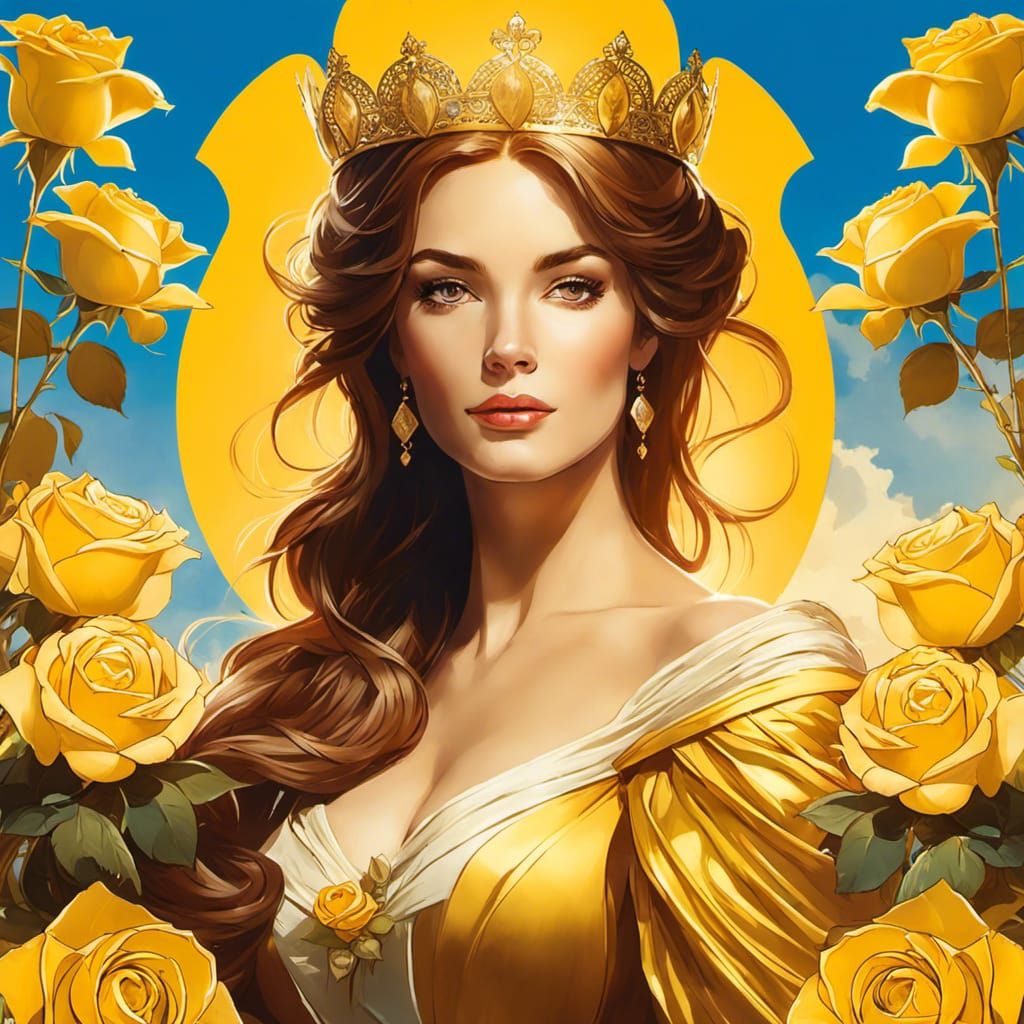 Princess Surrounded by Yellow Roses, Renaissance Style