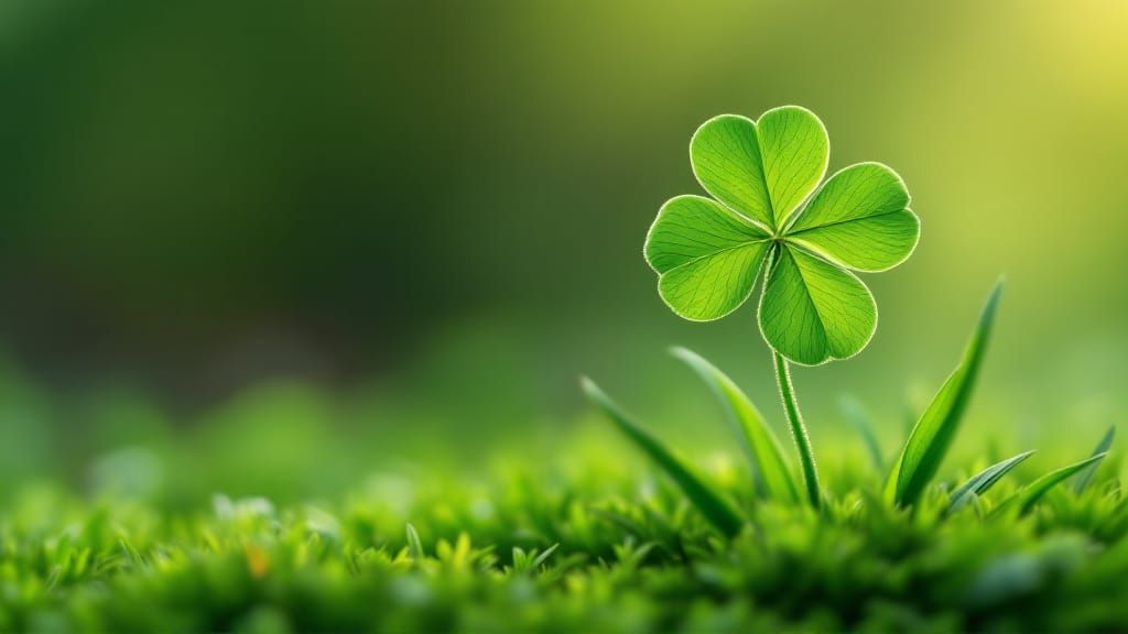 Lucky Four-Leaf Clover Botanical Illustration