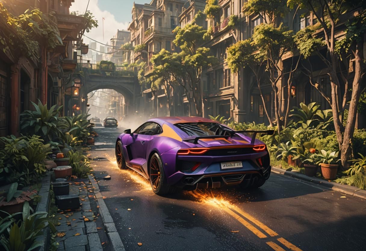 Detailed Matte Painting of a Supercar