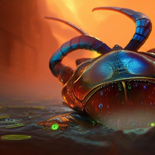 Water Beetle corpse getting devoured by worms.