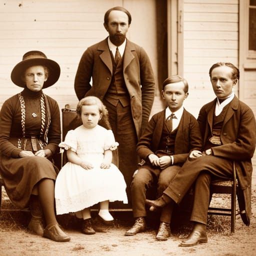 Eerie Victorian Family Photo with Spirit