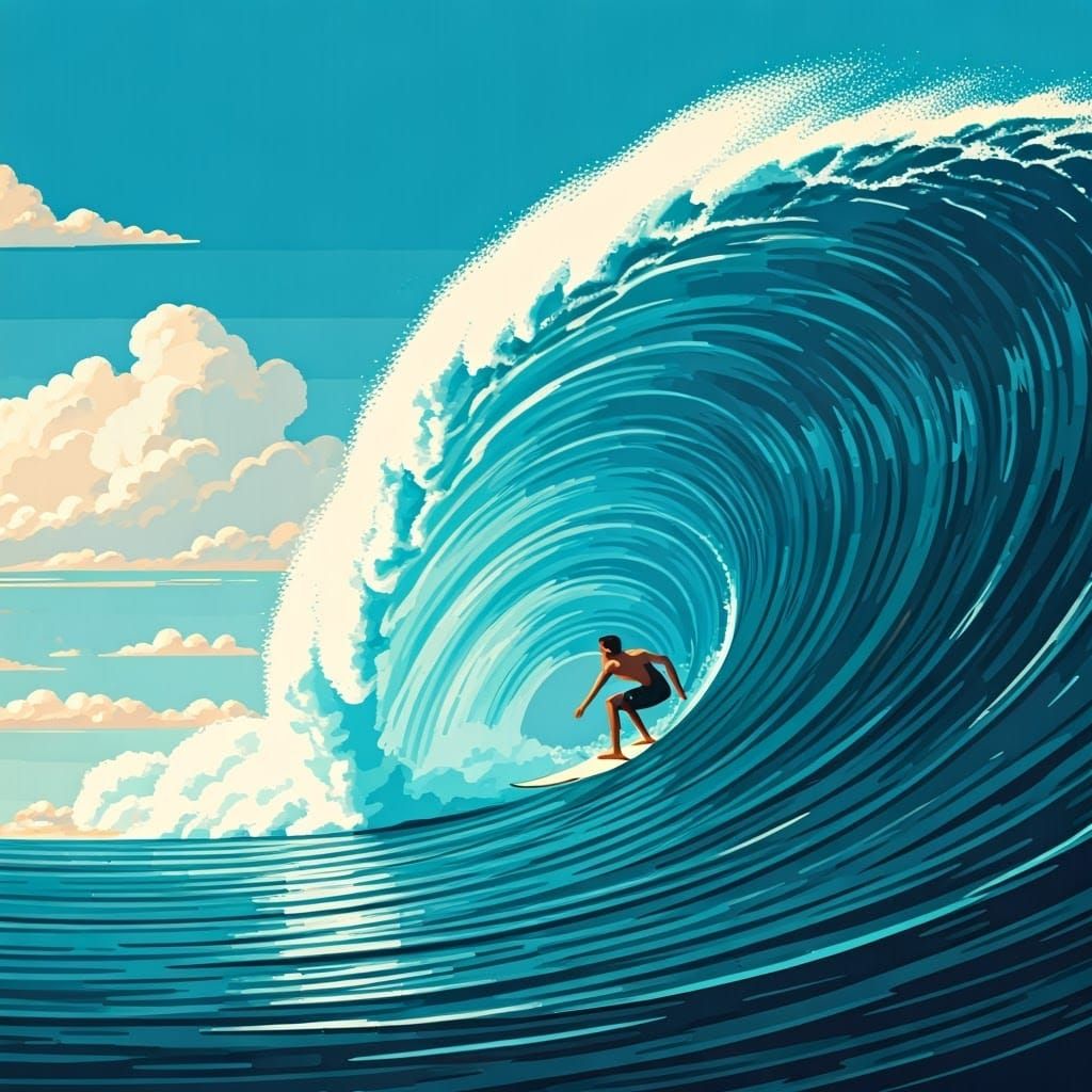 Fearless Surfer Creates Dynamic Bridge with Wave in Vibrant ...