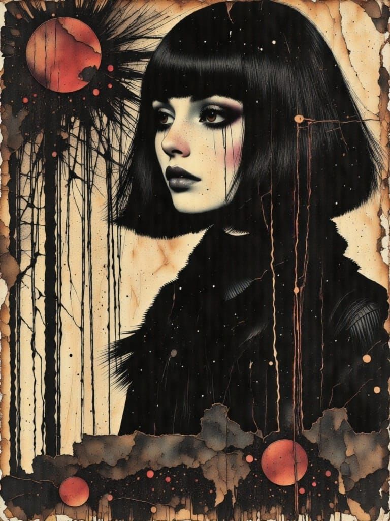 Gothic Griefcore: Abstract Portrait in Alcohol Inks