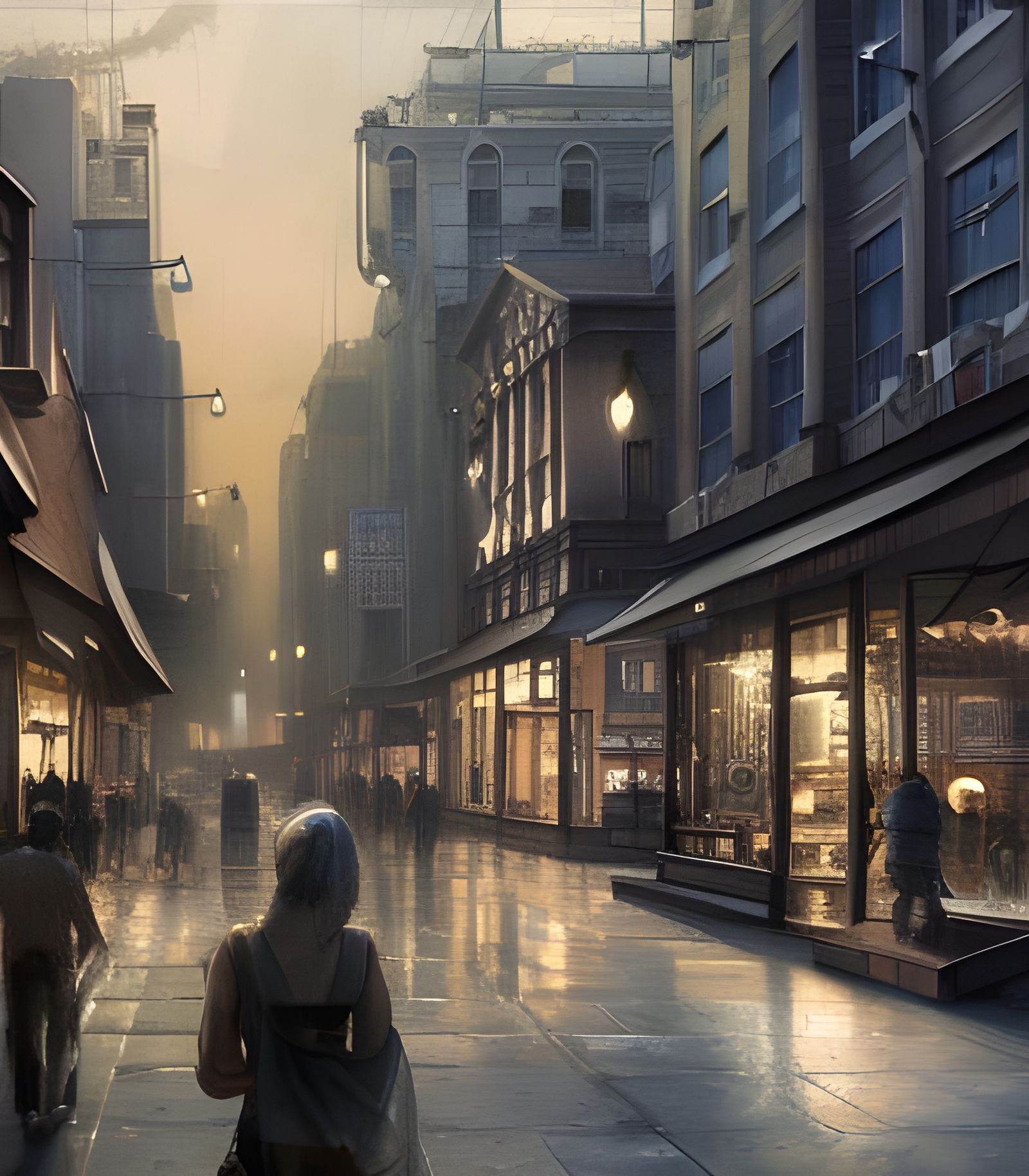 Modern Cityscape in Desaturated Urban Sketch Style