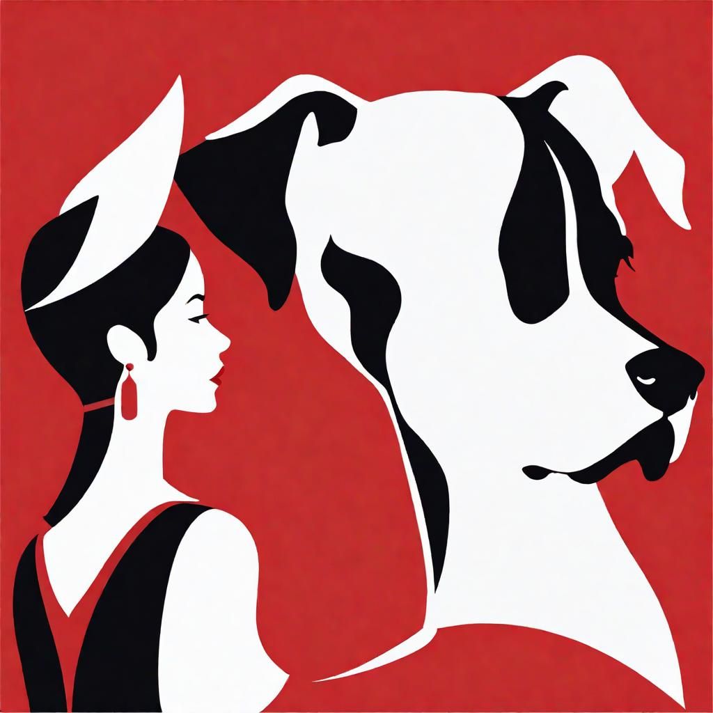 Minimalist Vector Logo of Woman and Great Dane