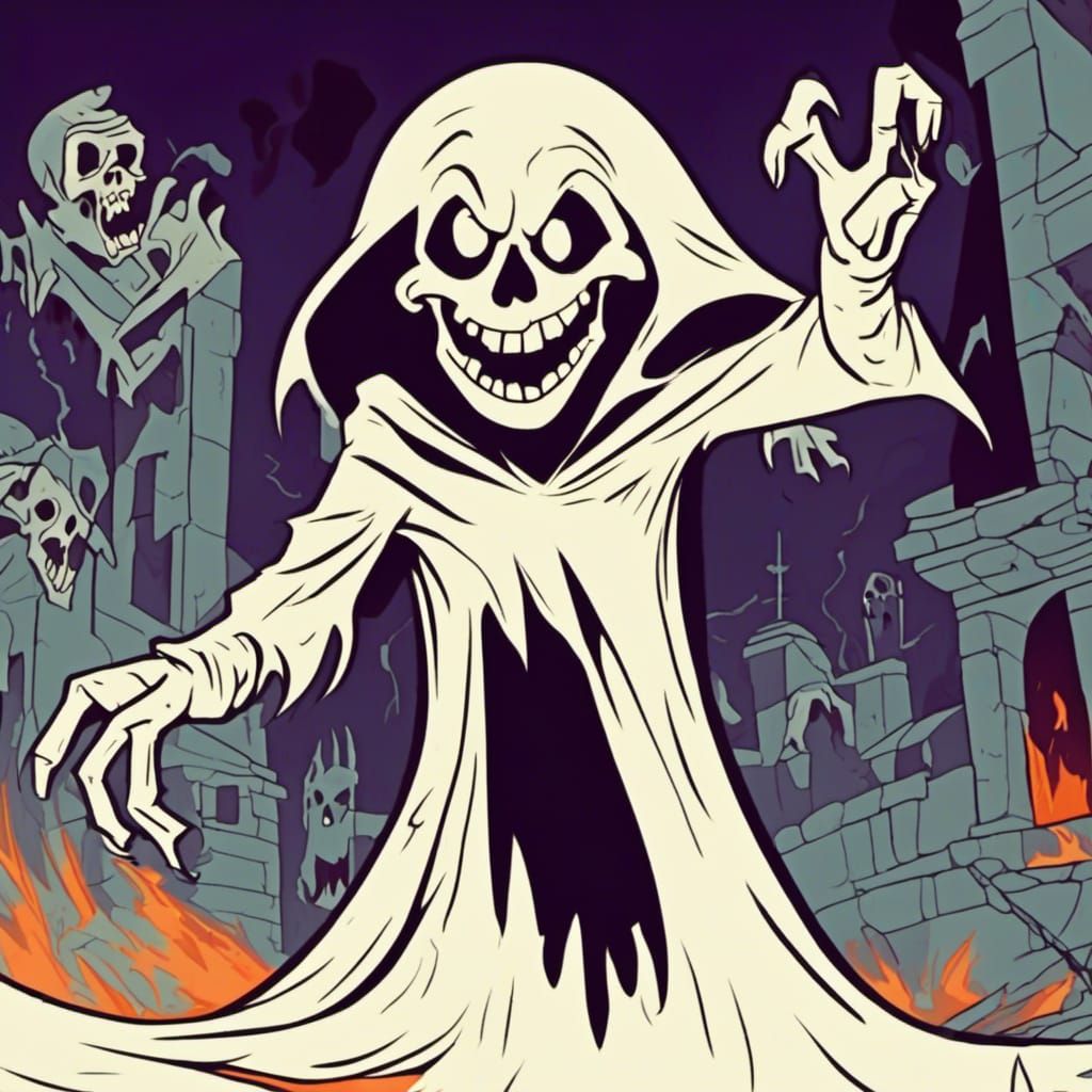 Ghost Ready to Pounce in Hanna-Barbera Style