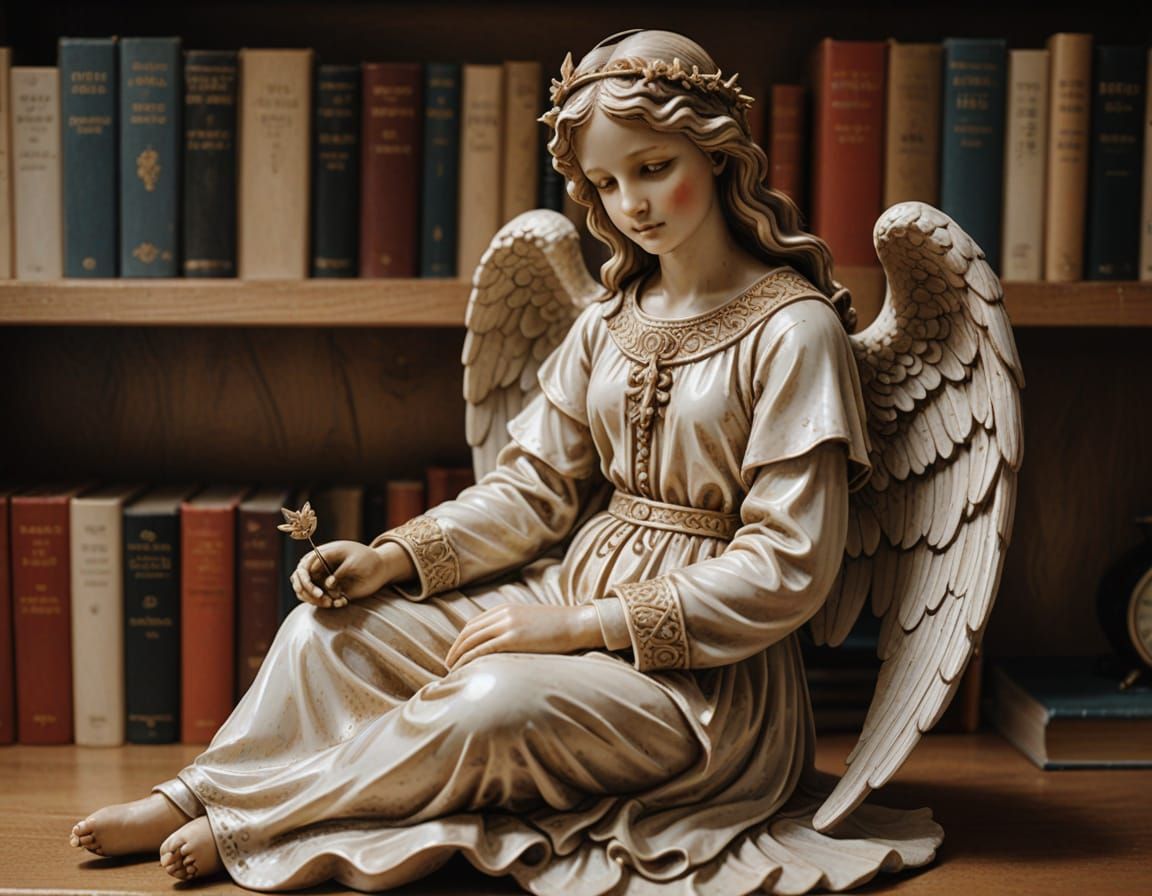 Wax Angel on Bookshelf