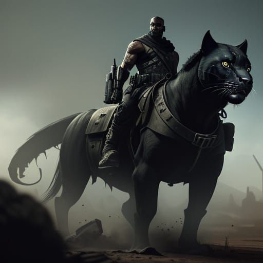 Tupac in Black Panther Gear in Mad Max World