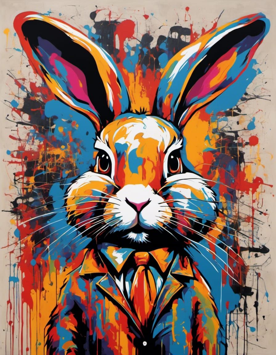 Rabbit in the city graffiti