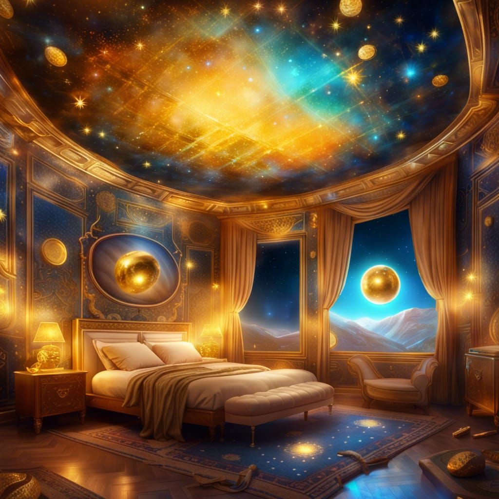 Apollo's Luxurious Bedroom with Golden Stars
