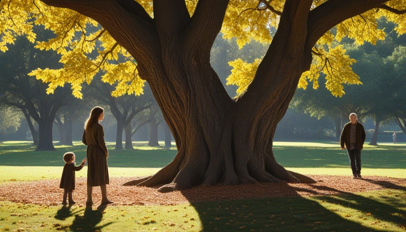 Detailed Tree Shadows on Ground, Fantasy Art Style