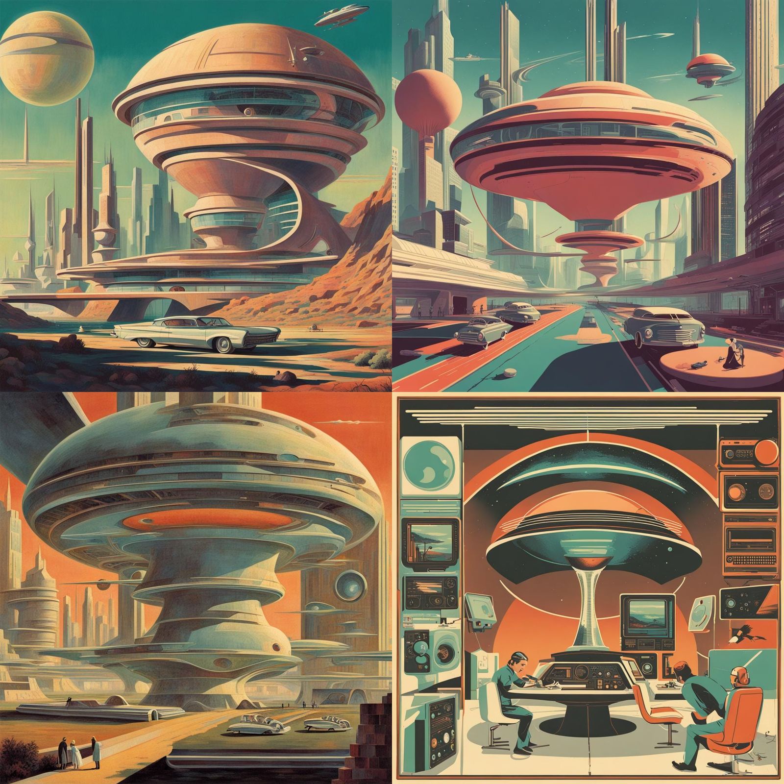 Evocative Retrofuturism Scene