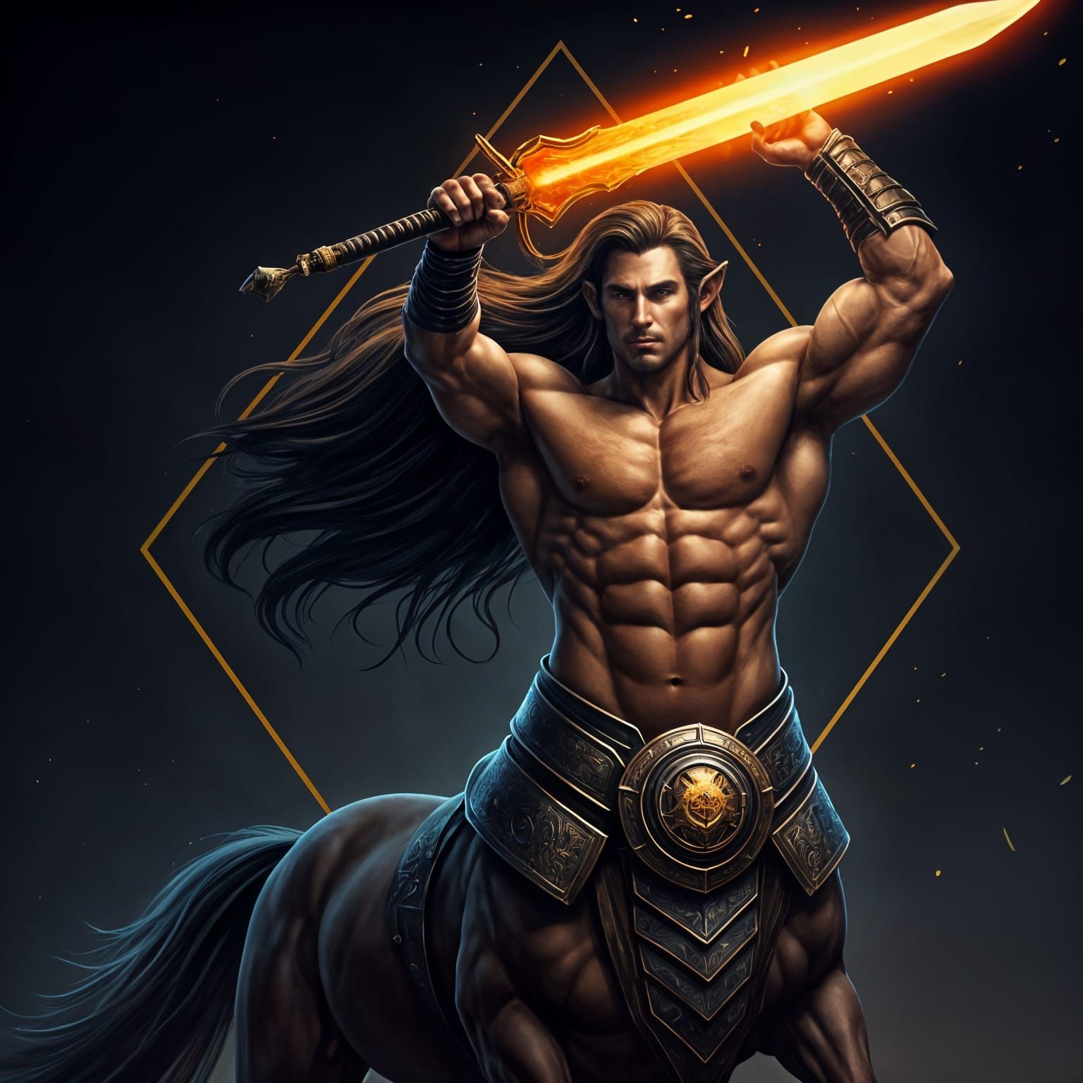 a Muscular Centaur Warrior in Armour