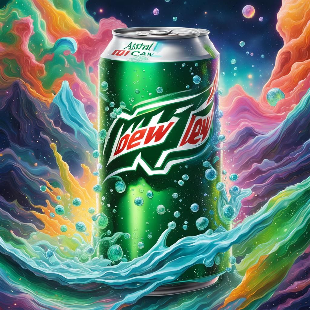 Mt. Dew splashing out of can