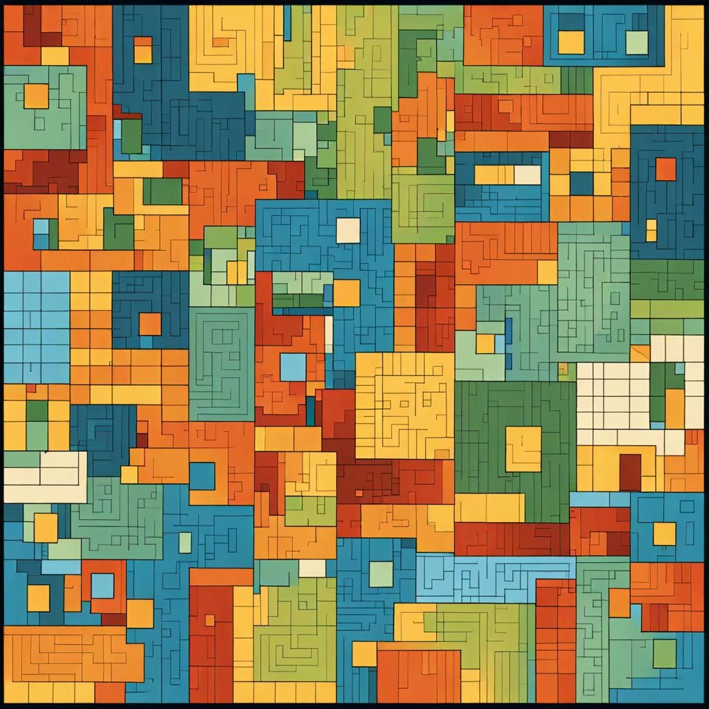 Detailed Tessellation Pattern with Rectangles and Squares