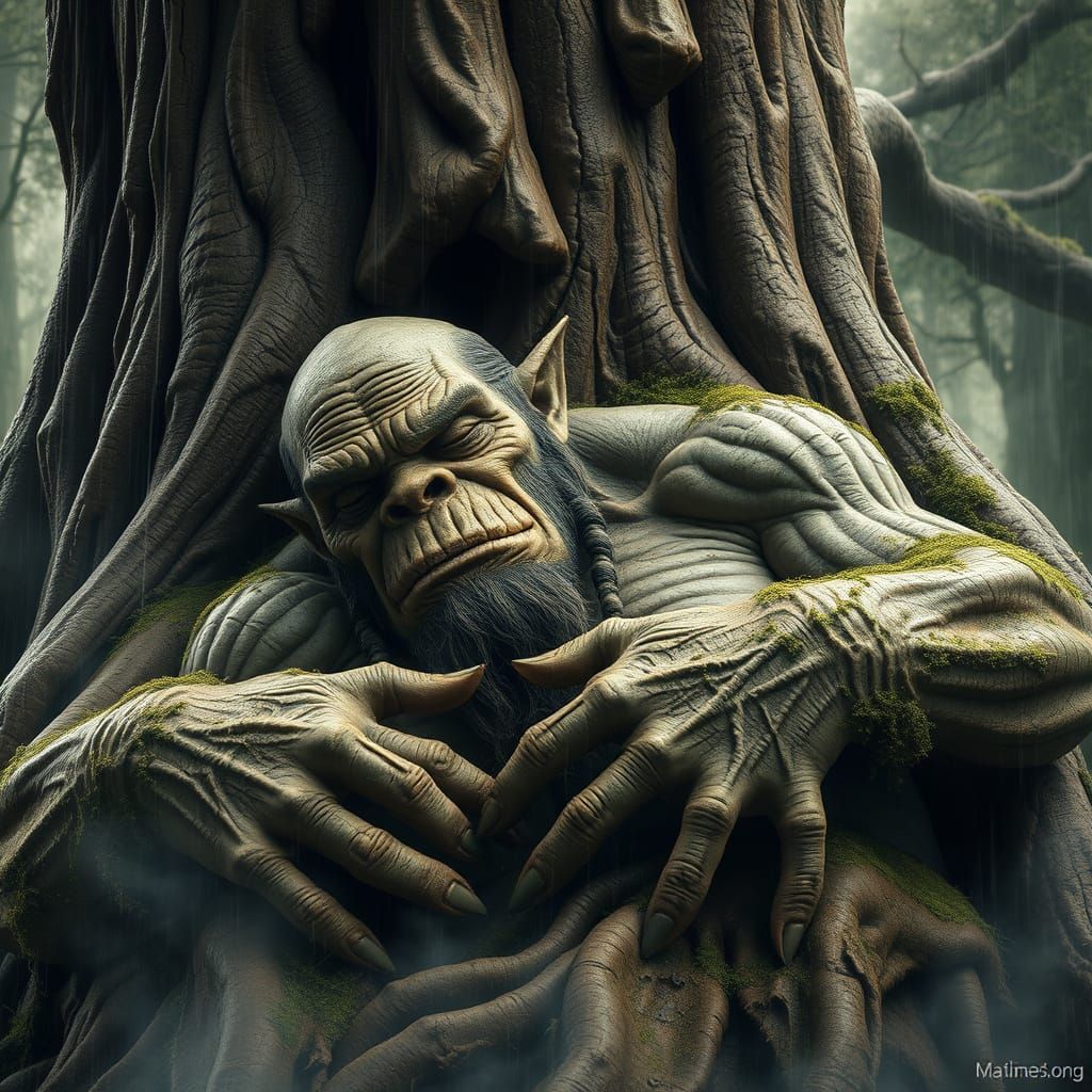 Ancient Orc Unites with the Earthly Forest