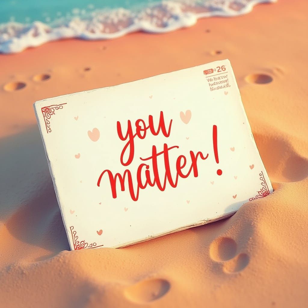 Serene Beach Postcard Art: You Matter