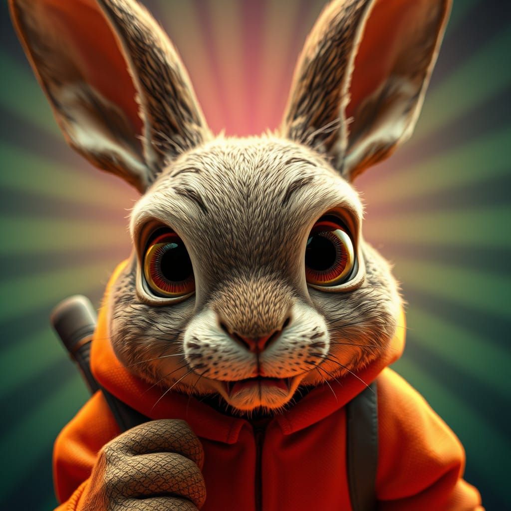 Surreal 8K UHD Cinematic Rendering of a Sneaky Rabbit Robber...