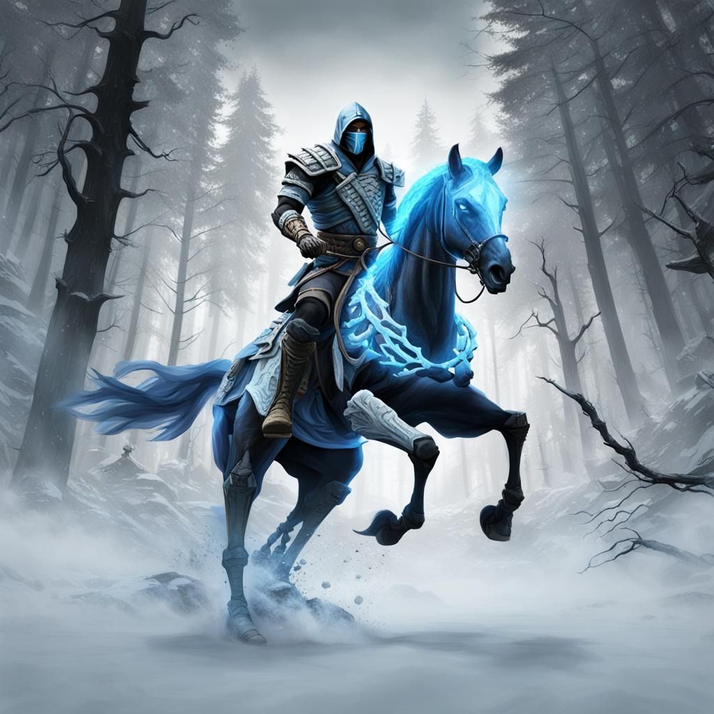 Skeletal Ninja Horseman in Forest