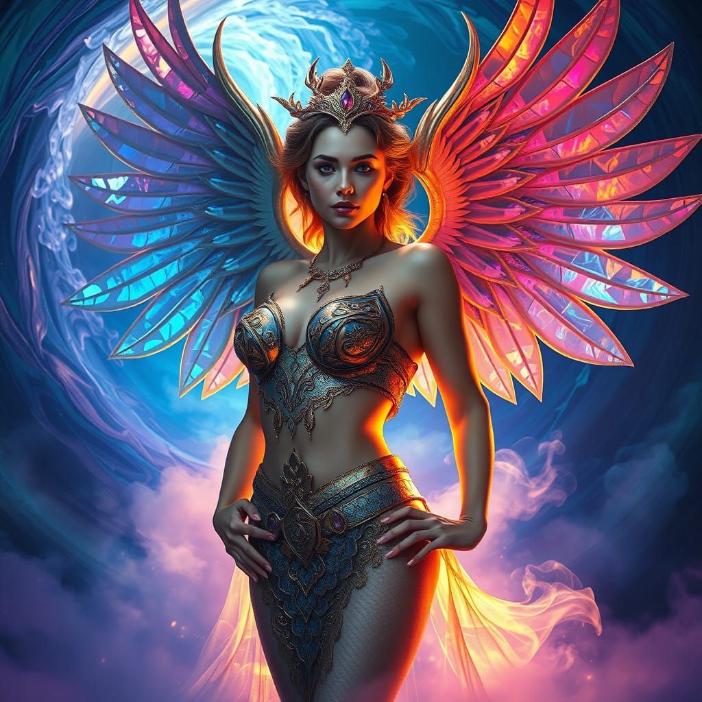 Surreal Goddess Emerges from Cosmic Vortex in Hyperrealistic...