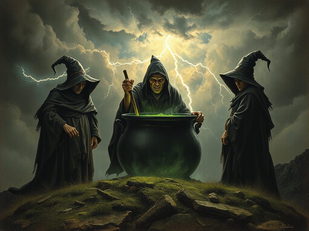 Menacing Witches Brew Potion on Stormy Hill