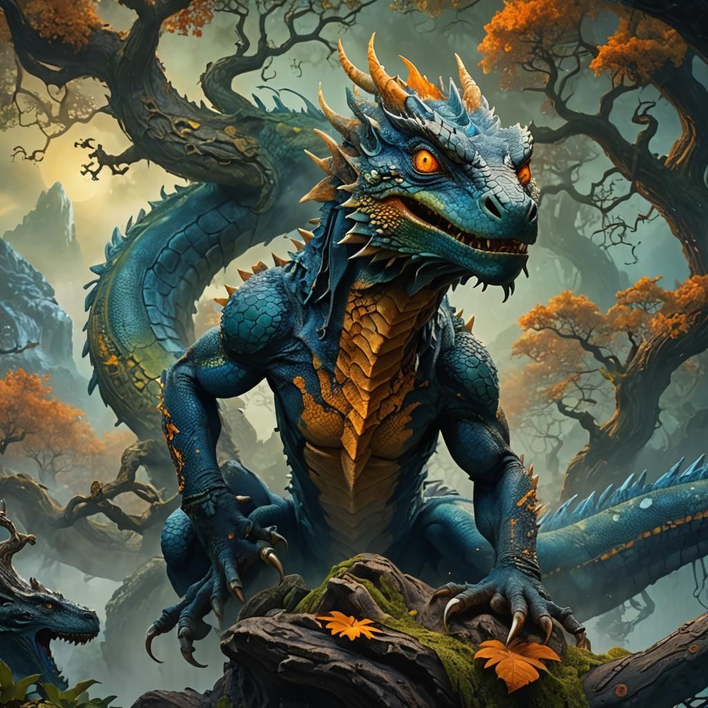 Lizard King on Dragon Throne: Fantasy Concept Art