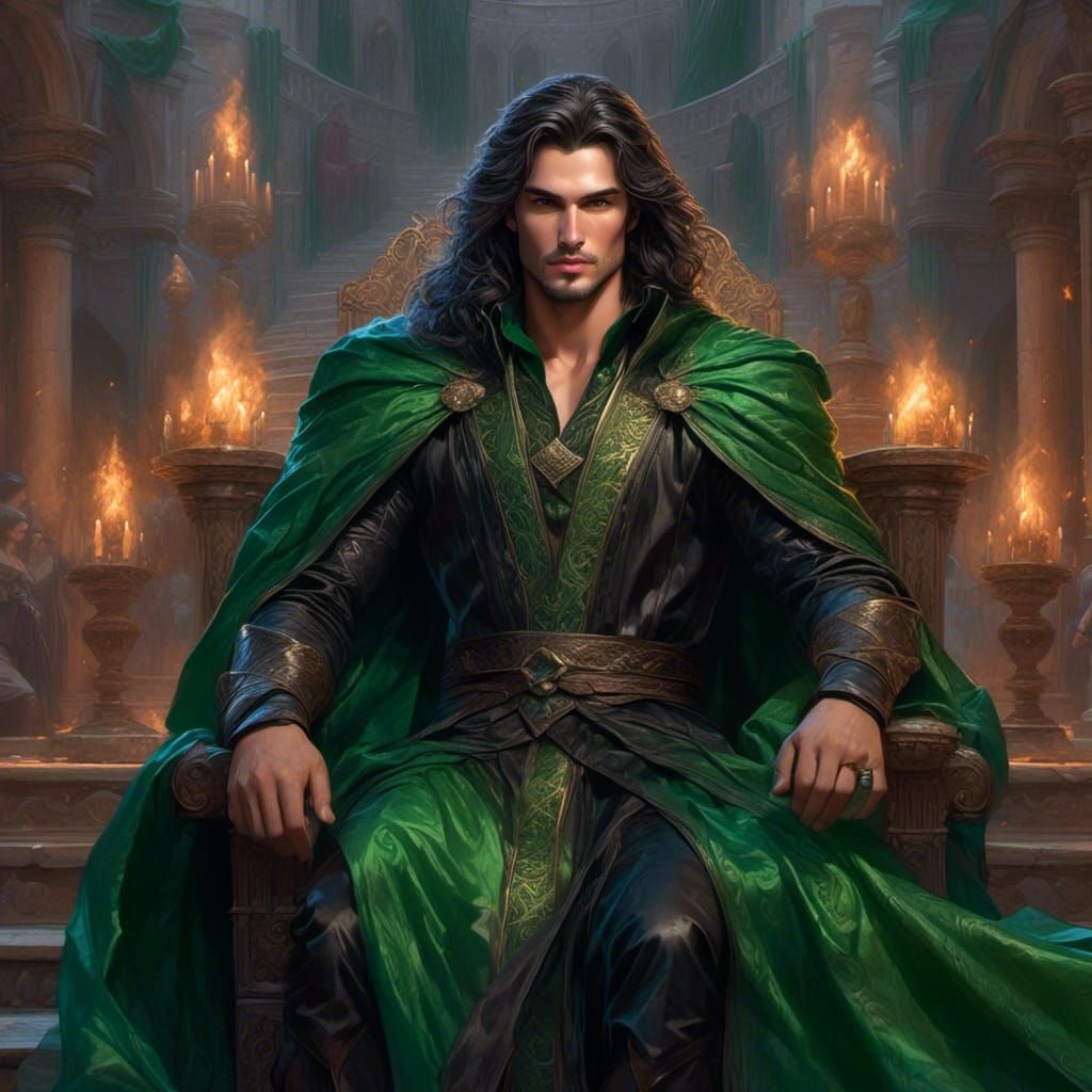 Evil Gothic Mage in Castle Throne Room